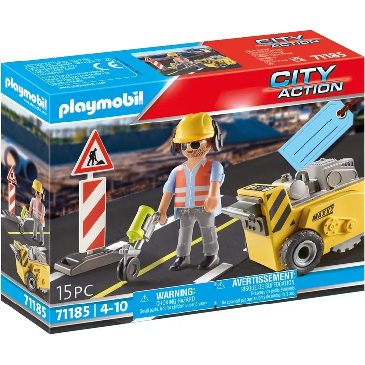 PLAYMOBIL City Action 71185 'Bauarbeiter mit Kantenfräser', 15 Teile, ab 4 Jahren