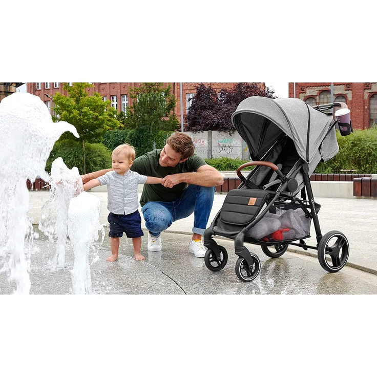 Kinderkraft 'GRANDE' Sportkinderwagen 2020 Grey inkl. Getränkehalter, Regenverdeck und Fußsack – Bild 6