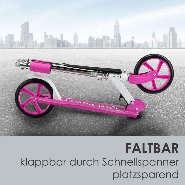 ArtSport 24620 'Cityroller Girl Power' Scooter, ab 3 Jahren, 3-fach höhenverstellbar bis 106 cm, klappbar, max. belastbar bis 100 kg, pink – Bild 3