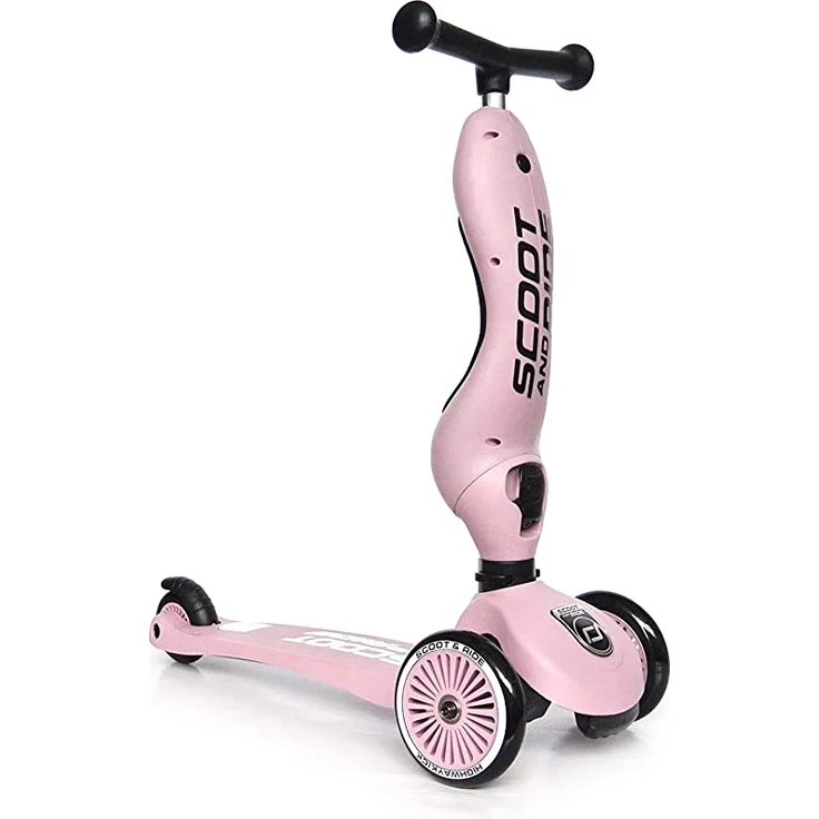 Scoot & Ride 'Highwaykick 1' Kickboard, ab 12 Monaten, 3-fach höhenverstellbar bis 64 cm, 2in1 mit Sitz, max. belastbar bis 50 kg, rose – Bild 2