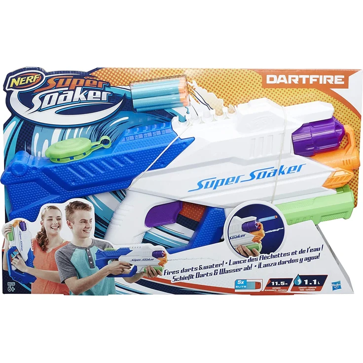 Nerf Super Soaker 'DartFire' Wasserpistole und Blaster in einem, mit 1,1 Liter Wassertank, 11 Meter Reichweite, inkl. 5 Nerf-Darts – Bild 2
