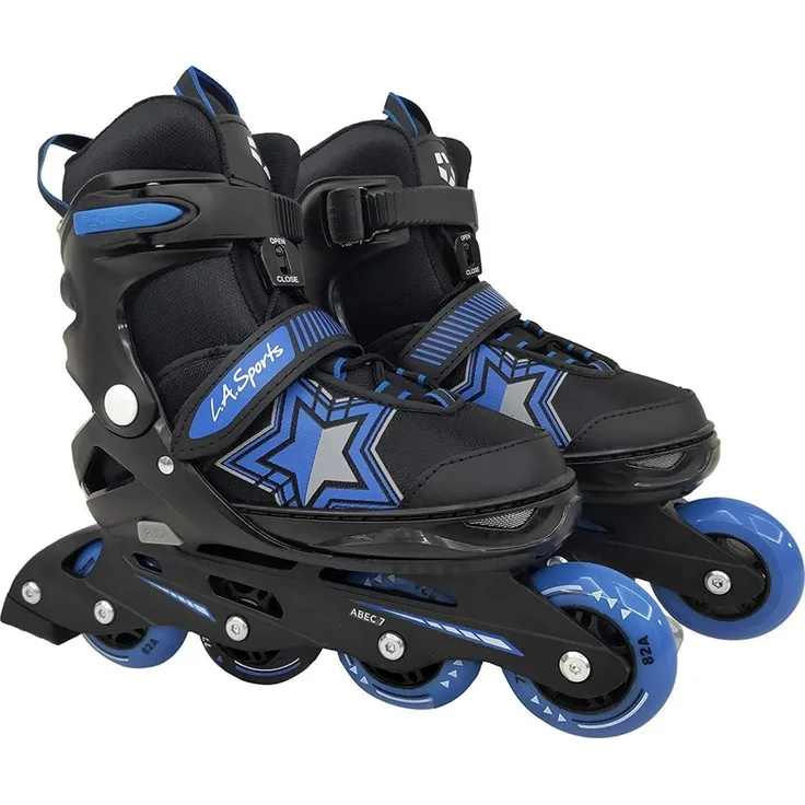 Inliner Skate Soft-Boot Kinder Jugend 5 Größen verstellbar Stars blau unisex 29-33