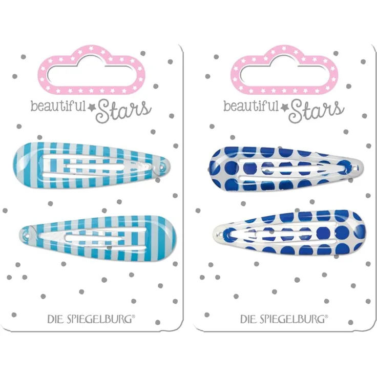 Spiegelburg Haarclip blau Streifen + Punkte beautiful Stars, sort., 1x Stück, zufällige Auswahl