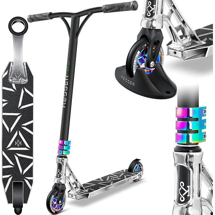 KESSER 'Stunt Scooter GT-Limit', 360° Lenkung, mit Ständer, ABEC 9 Kugellagern, 110 mm PU Räder, max. belastbar bis 100 kg, Silber – Bild 2
