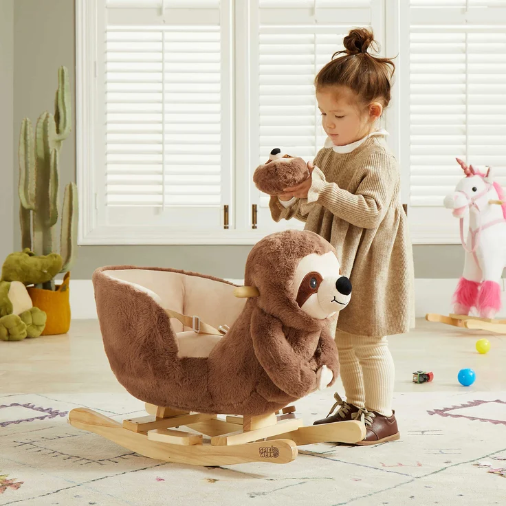 Schaukeltier Schaukelpferd Plüsch Schaukelspielzeug Wippe Kinder Baby Spielzeug – Bild 9