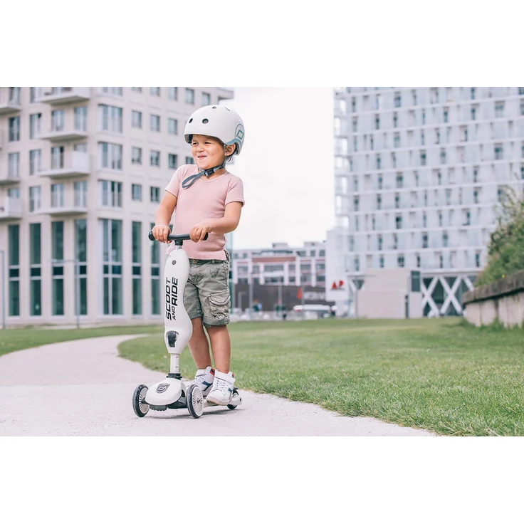 Scoot & Ride 'Highwaykick 1' Kickboard, ab 12 Monaten, 3-fach höhenverstellbar bis 64 cm, 2in1 mit Sitz, max. belastbar bis 50 kg, ash – Bild 4