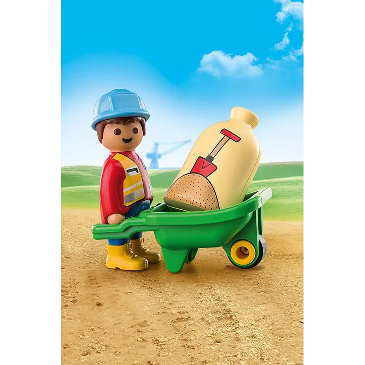 PLAYMOBIL 1.2.3 Bauarbeiter mit Schubkarre 70409, Ab 1,5 bis 4 Jahre – Bild 3