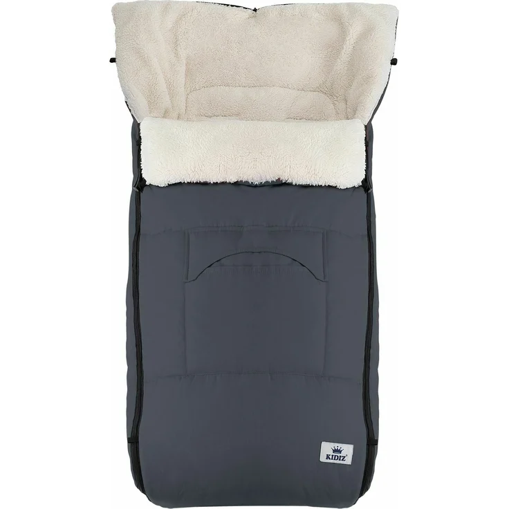 KIDIZ® Babyfußsack Baby Fußsack Winterfußsack Babyschale mit Reißverschluss Kuschelsack Babydecke Kinderwagen waschbar verschließbarer Kopfteil ,Tasche, passend für alle Kinderwagen Anthrazit – Bild 1