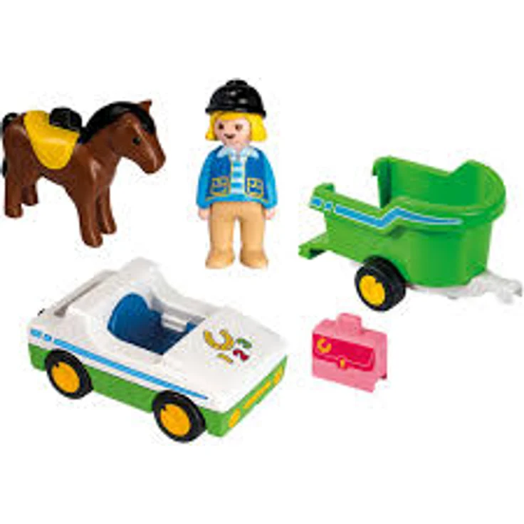 Playmobil 1.2.3 70181 'PKW mit Pferdeanhänger', 5 Teile, ab 1,5 Jahren – Bild 3