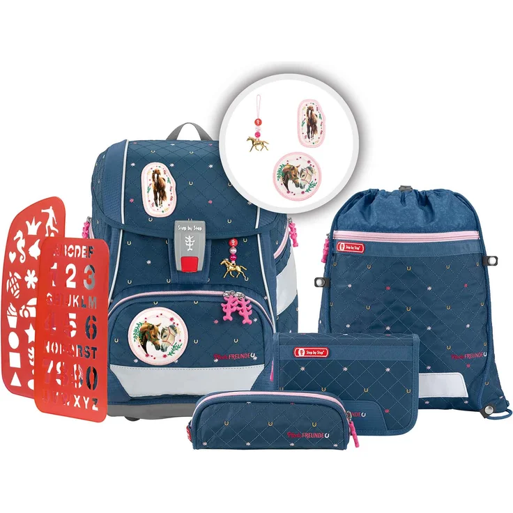 Step by Step 2in1 Plus 'Pferdefreunde True Love', Schulranzen-Set 6-teilig, 19 Liter, blau – Bild 1