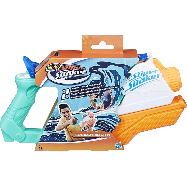 Nerf Super Soaker 'Splash Mouth' Wasserblaster, mit 0,5 Liter Wassertank, zwei Spritzmodi, Wasserstrahl und Splash-Attacke, ab 6 Jahren – Bild 2