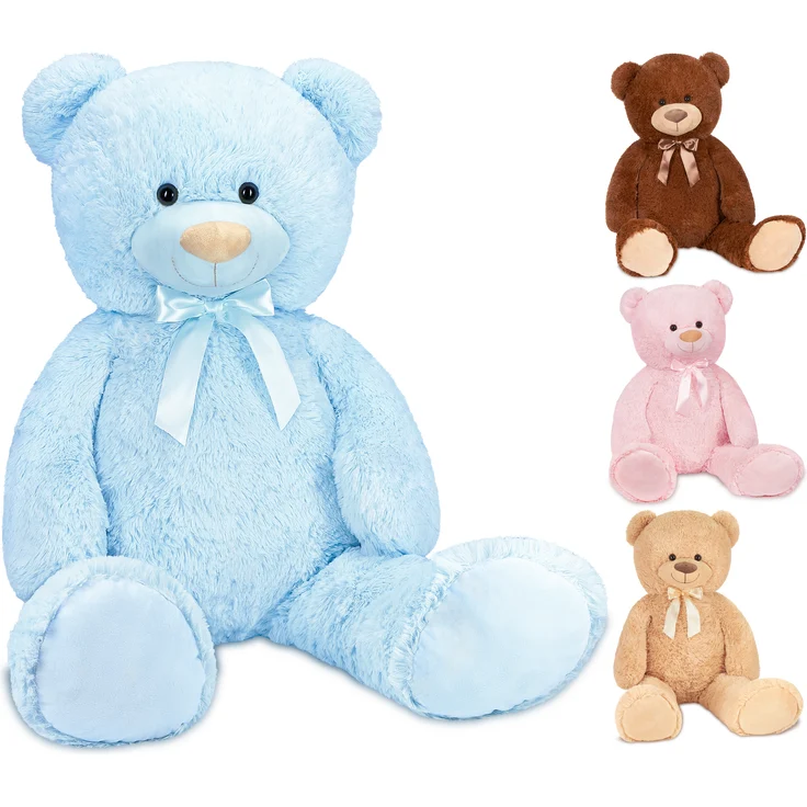 Teddybär mit Schleife 100 cm groß Stofftier Plüschtier Kuscheltier – Bild 1