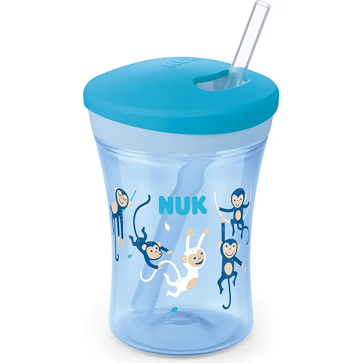 NUK Evolution Action Cup Kinderbecher mit Strohhalm, sortierter Artikel, bestimmte Farbe oder Variante nicht möglich