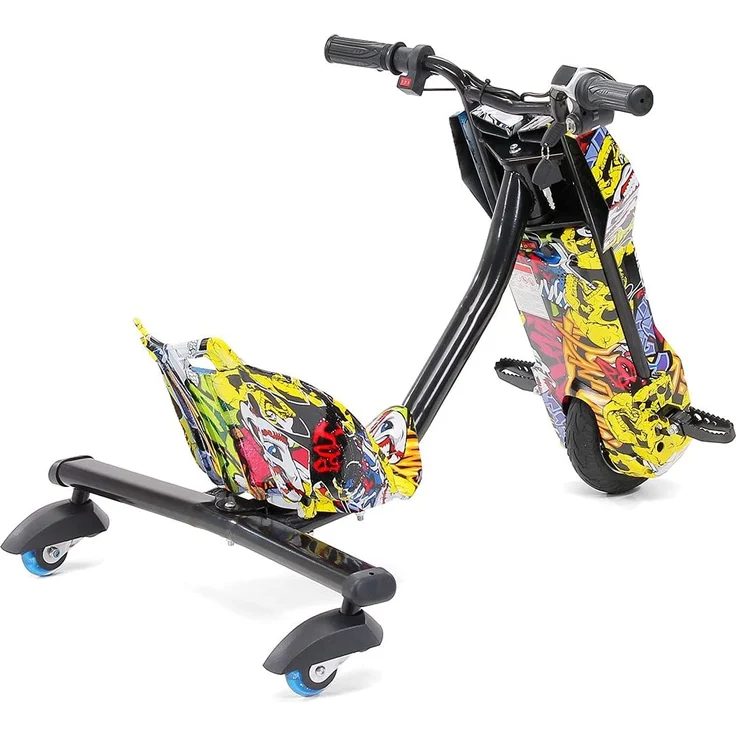 Elektro-Drift-Trike 360 Drift-Scooter für Kinder Fahrzeug Dreirad Driftscooter (Gelb Graffiti) – Bild 2