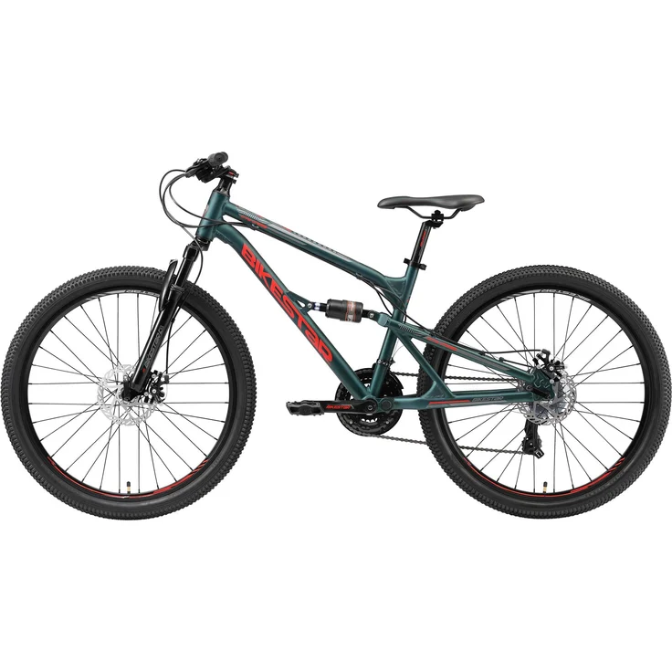 BIKESTAR Vollgefedert Aluminium Mountainbike 26 Zoll, 21 Gang Shimano Schaltung mit Scheibenbremse | 16 Zoll Rahmen Fully MTB Erwachsenen- und Jugendfahrrad | Grün – Bild 2