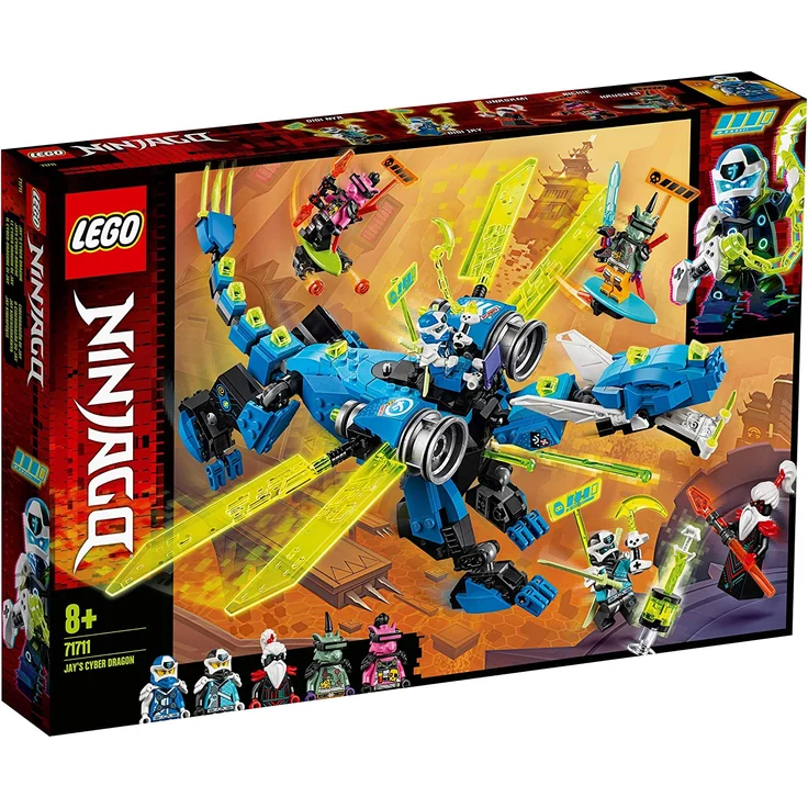 LEGO NINJAGO 71711 'Jays Cyber-Drache', 518 Teile, ab 8 Jahren, Mech, inkl. Minifiguren Digi Jay, Digi Nya, Unagami, Hausner und Richie – Bild 2