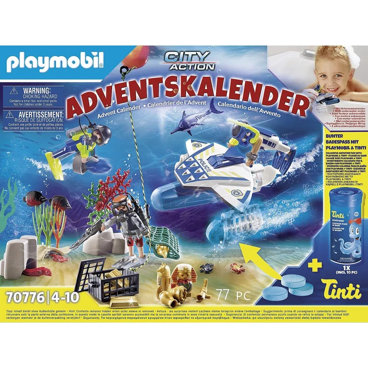 PLAYMOBIL City Action 70776 'Adventskalender Badespaß Polizeitaucheinsatz', 77 Teile, ab 4 Jahren – Bild 3