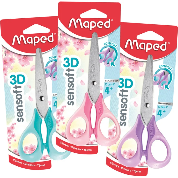 Maped - Schul- und Bastel-Schere SENSOFT PASTELL 13 cm, abgerundete Spitze, flexible und ergonomische Griffe - flieder, Sortiert, 1x Stück, zufällige Farbauswahl - Preisvergleich – Bild 1