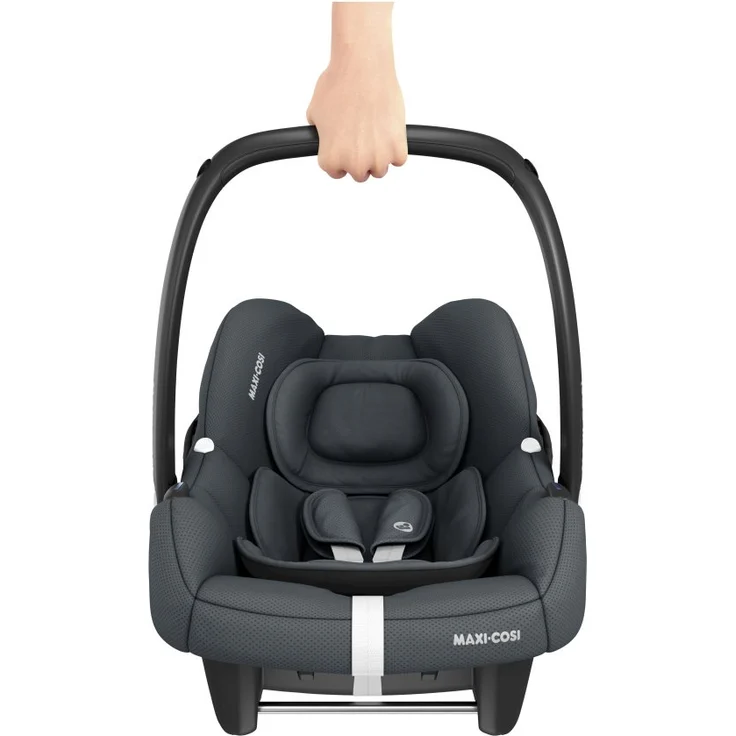 Maxi-Cosi 'CabrioFix i-Size', Federleichte i-Size Babyschale, Gruppe 0+ Kindersitz inkl. Sonnenverdeck und Neugeborenen Einlage, nutzbar ab ca. 40 bis 75 cm, ca. 0-12 kg, Essential Graphite – Bild 5
