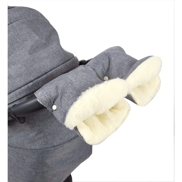Babylux Lammwoll-Handmuff für Kinderwagen Leinen Grau – Bild 2