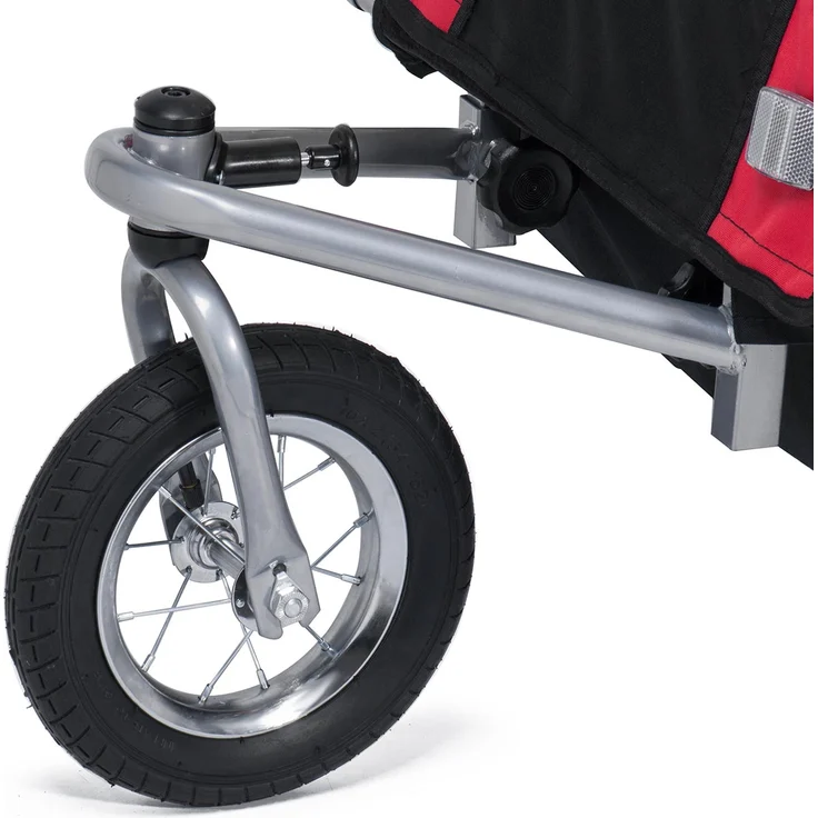 SAMAX Fahrradanhänger Jogger 2in1 360° drehbar Kinderanhänger Kinderfahrradanhänger Transportwagen vollgefederte Hinterachse für 2 Kinder in Rot - Silver Frame – Bild 7