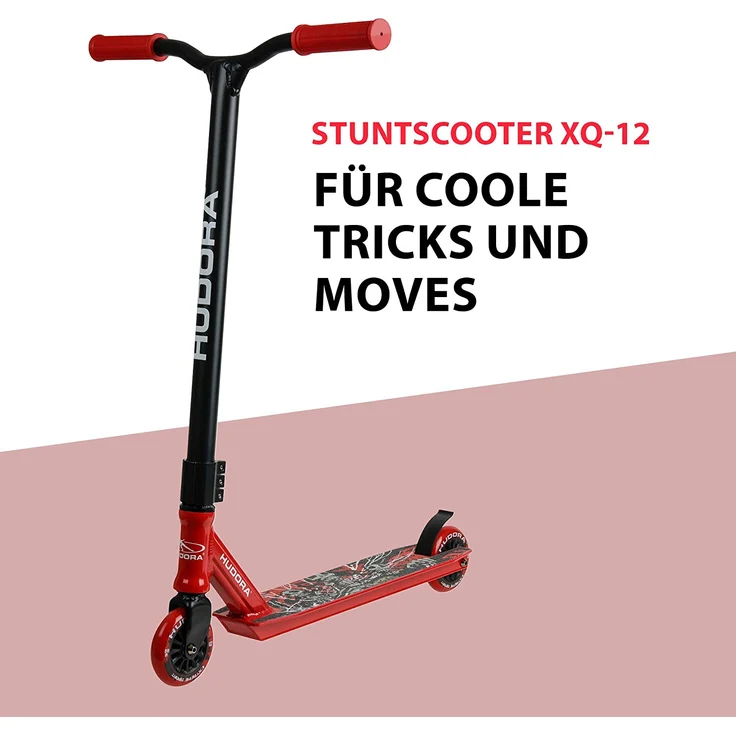 HUDORA 14026 'Stunt-Scooter XQ-13' Scooter, ab eta 8 Jahre, Lenkerhöhe ca. 82,5 cm, 360° Lenkung, 50er BMX-Lenker, max. belastbar bis 100 kg, rot – Bild 2