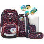 Ergobag Pack 'WellenreitBär' Schulranzen-Set, 20 Liter, 6-teiliges Set, blau/orange/rot