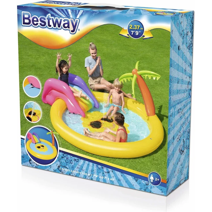 Bestway 'Sunnyland' Planschbecken, 237 x 201 x 104 cm, ab 2 Jahren, inkl. Wasserfontäne und aufblasbarer Rutsche – Bild 8