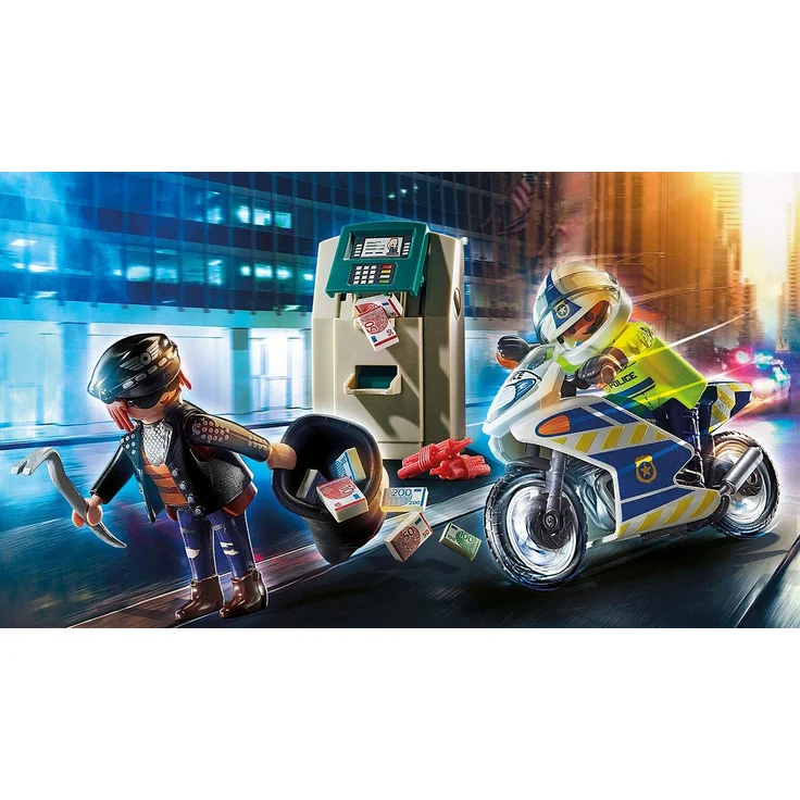Playmobil City Action 70572 'Polizei-Motorrad: Verfolgung des Geldräubers', 32 Teile, ab 4 Jahren – Bild 2