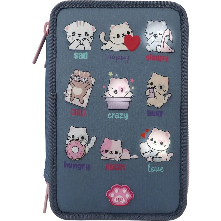 TOPModel '3-Fach Federtasche LED Katzen Stimmungsbarometer', 20 x 7,5 x 13 cm, befüllt – Bild 2