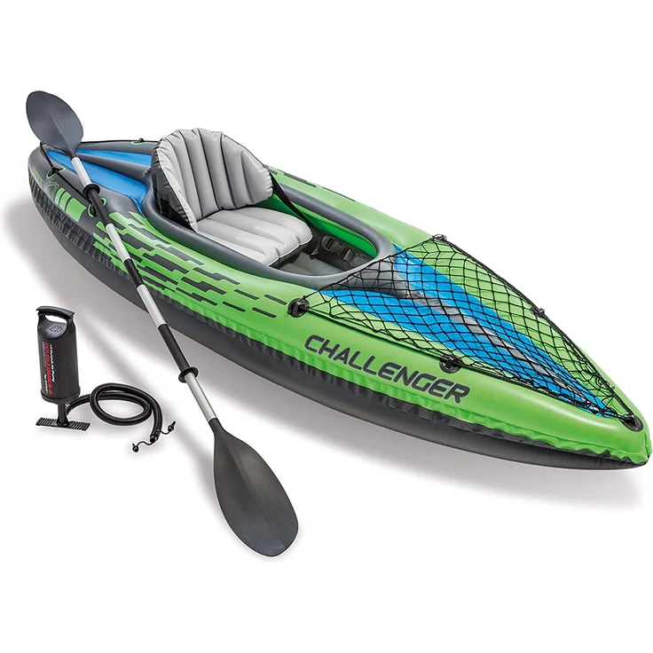 Intex 68305NP 'Challenger K1', Kajak-Set, für 1 Person, max. Tragkraft 100 kg, grün/blau – Bild 1