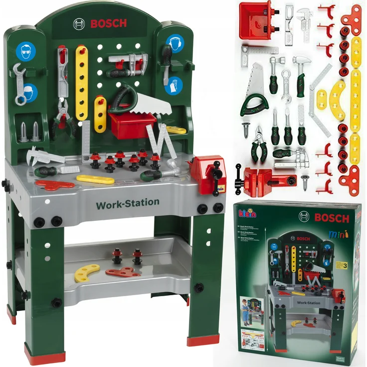 Theo Klein 8580, Bosch Kinder-Werkbank, mit Werkzeugen, 44-teilig, grün, ab 3 Jahren – Bild 2