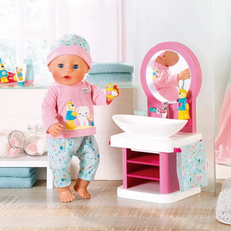 BABY born 'Bath Waschtisch' mit Licht-, Sound- und Wasserfunktion, inkl. Badezimmer-Accessoires, für Puppen mit einer Größe von 43 cm, ab 3 Jahren – Bild 5