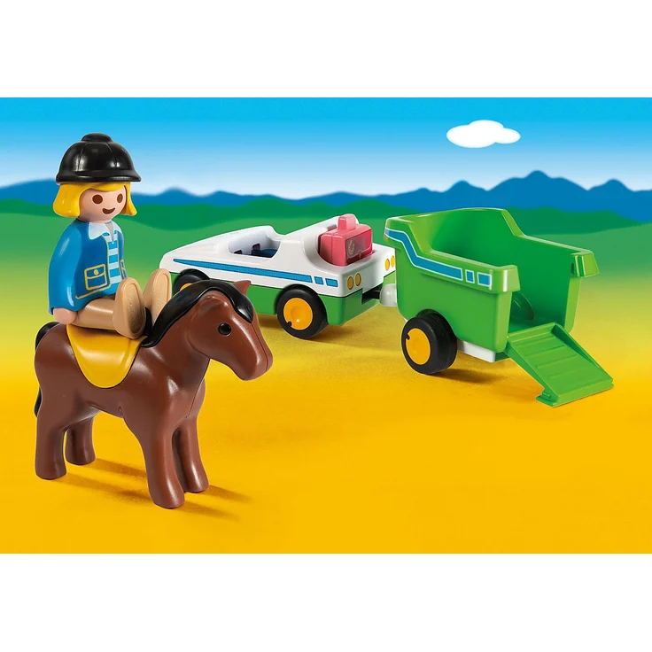 Playmobil 1.2.3 70181 'PKW mit Pferdeanhänger', 5 Teile, ab 1,5 Jahren – Bild 4