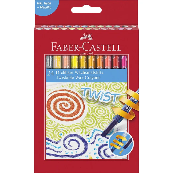 Faber Castell Wax crayon twistable cardboard box of 24