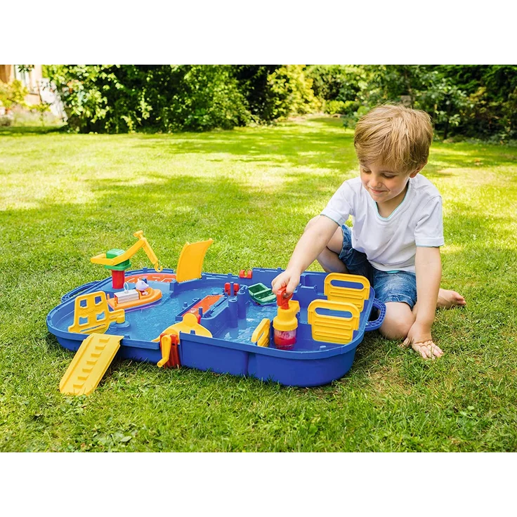 AquaPlay 'Aquabox mit Schleuse' Wasserbahn, 85 x 65 x 22 cm, inkl. Kran, Wasserrad, Amphibienauto und Spielfigur, LockBox – Bild 10