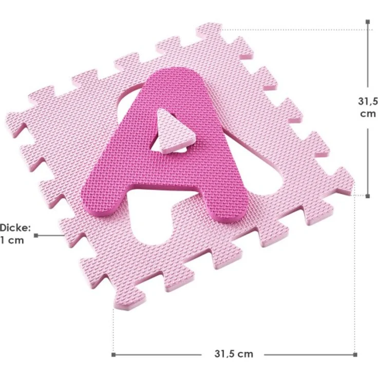 Juskys 'Juna' Puzzlematte, 36 Teile mit Buchstaben A-Z & Zahlen 0-9 - rutschfest, rosa – Bild 10