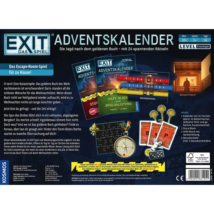Kosmos 'EXIT - Das Spiel Adventskalender 2021', 24-teilige Abenteuergeschichte, ab 10 Jahren – Bild 2