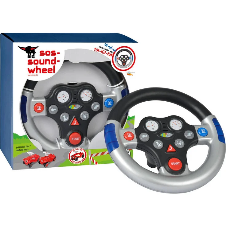 BIG 'BIG-Rescue-Sound-Wheel', Lenkrad mit verschiedenen Rettungs Sounds, für Bobby Cars ab dem Baujahr 2010, sowie für BIG Traktoren, Spielzeuglenkrad, ab 1 Jahr – Bild 2