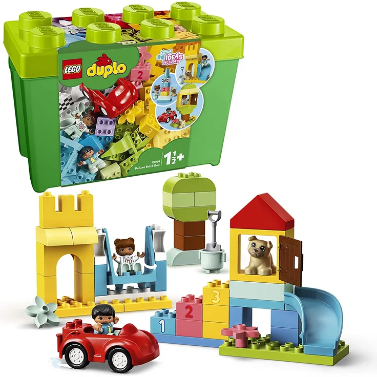 LEGO DUPLO 10914 'Deluxe Steinebox', 85 Teile, ab 18 Monaten, Bauset mit Aufbewahrungsbox, erstes Steine-Lernspielzeug für Kleinkinder