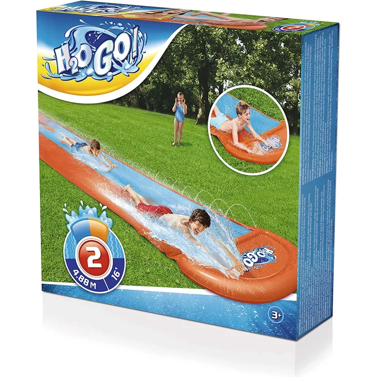 Bestway H2OGO! 'Double' Doppel-Wasserrutsche, 488 x 138 cm, integrierter Wassersprinkler, einfacher Anschluss an Gartenschlauch – Bild 3