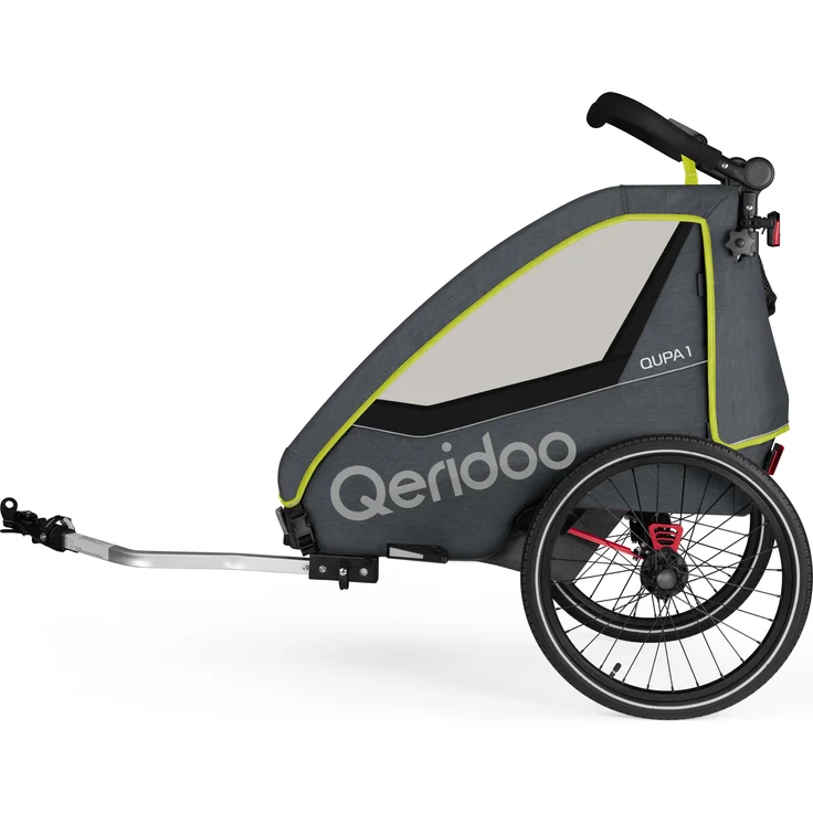 Qeridoo 'QUPA 1' Fahrradanhänger Lime 2022, 1-Sitzer mit Blattfeder-Dämpfsystem – Bild 3