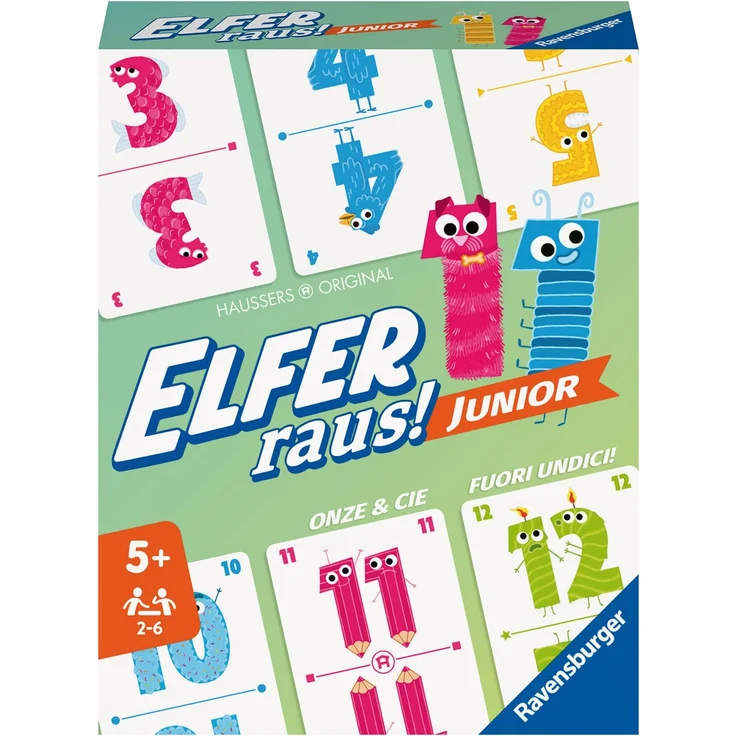 Ravensburger - 20947 Elfer Raus! Junior - Kartenspiel 2 - 6 Spieler, Spiel ab 5 Jahren für Kinder und Erwachsene, Zahlen – Bild 1