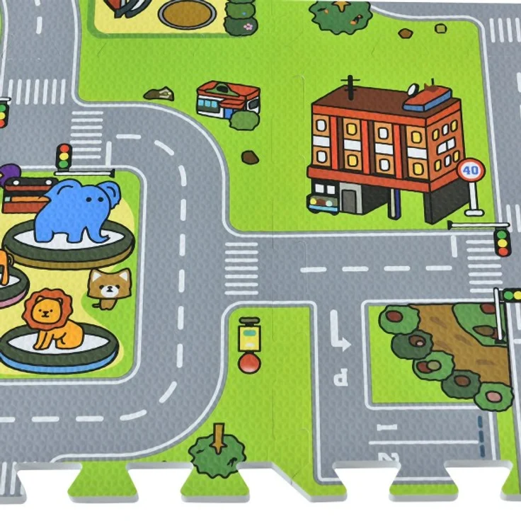 Juskys 'Jascha' Puzzlematte, 9 Teile, ab 10 Monaten, Stadt mit Straßen, rutschfest & abwischbar, 1 cm dick – Bild 5