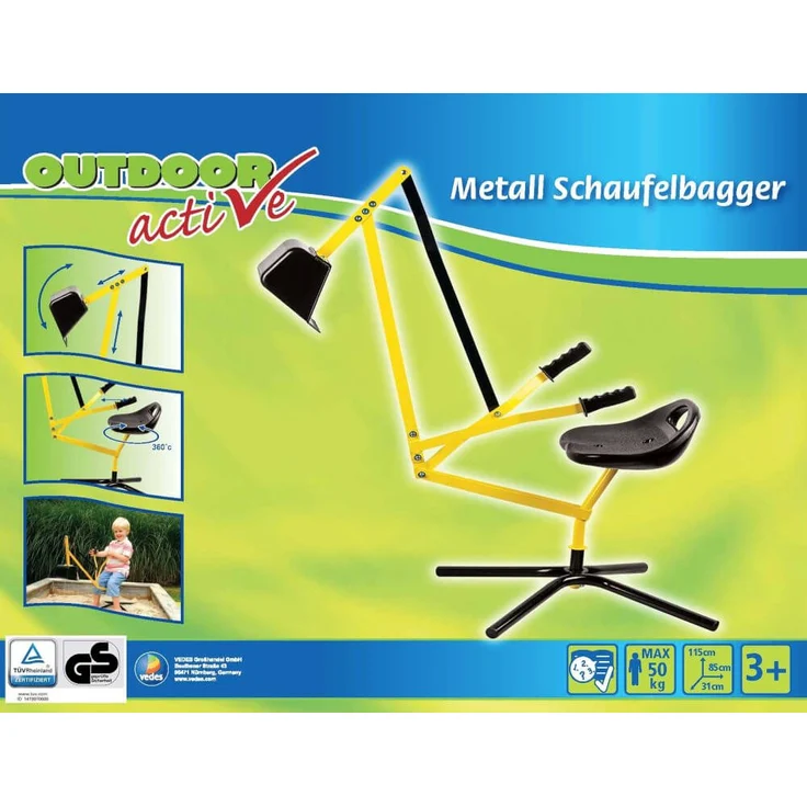 Outdoor Active - Metall Schaufelbagger gelb/schwarz, TÜV/GS - Preisvergleich – Bild 2