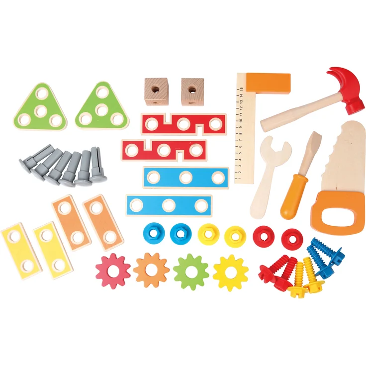 Hape E3000 'Meister-Werkbank', ab 3 Jahren, 40 Teile, höhenverstellbar, 55 x 80,7 x 28 cm, natur/blau/grün – Bild 2