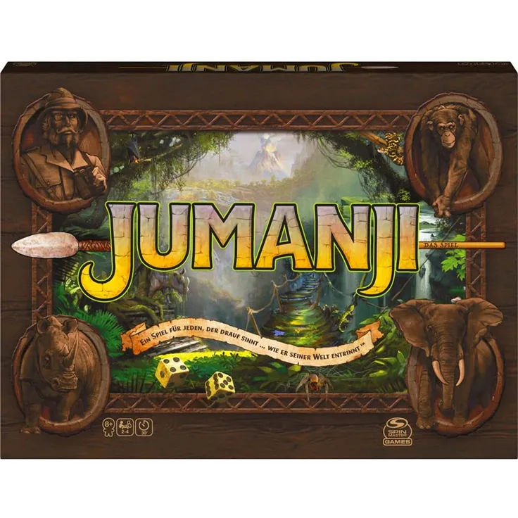 Spin Master Jumanji - deutsche Neuauflage Brettspiel, das actiongeladene Familienspiel für 2–4 mutige Abenteurer ab 8 Jahren