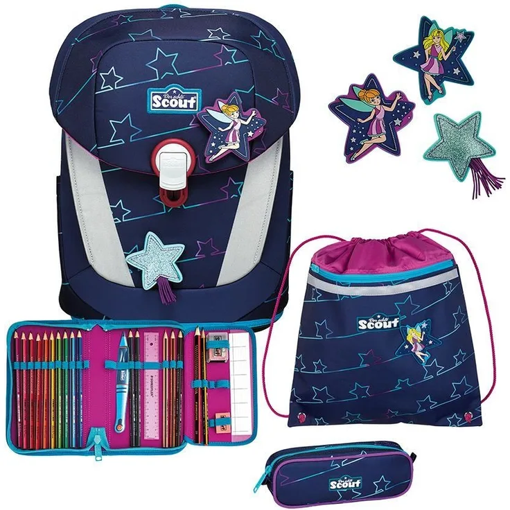 Scout Sunny II Lightweight Blue Star Schulranzen-Set 4-teilig