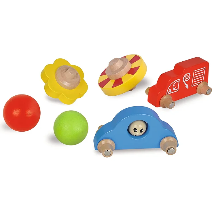 Eichhorn Große Rollbahn aus Kiefernholz, 7-teilig, mit 6 Rollelementen, Kugelbahn für Kinder ab 1 Jahr, Größe: 67 x 56 cm – Bild 3