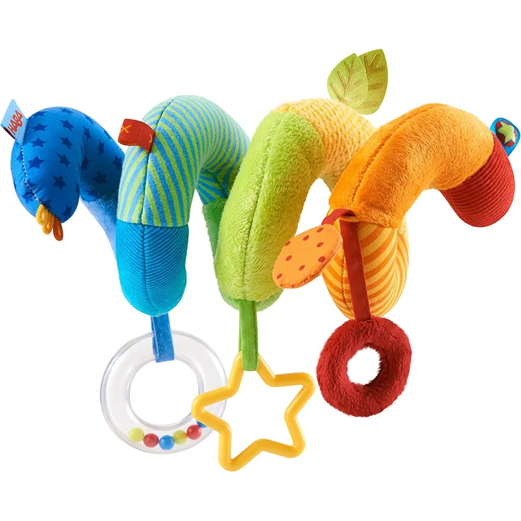 HABA 304688 - Mobile-Spirale Kunterbunt, für Babyschale und Babybett, mit vielen Elementen und Stoffen, geeignet von Geburt an